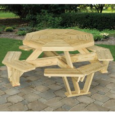 Poly Lumber 50 in. Octagon Table with Attached Benches